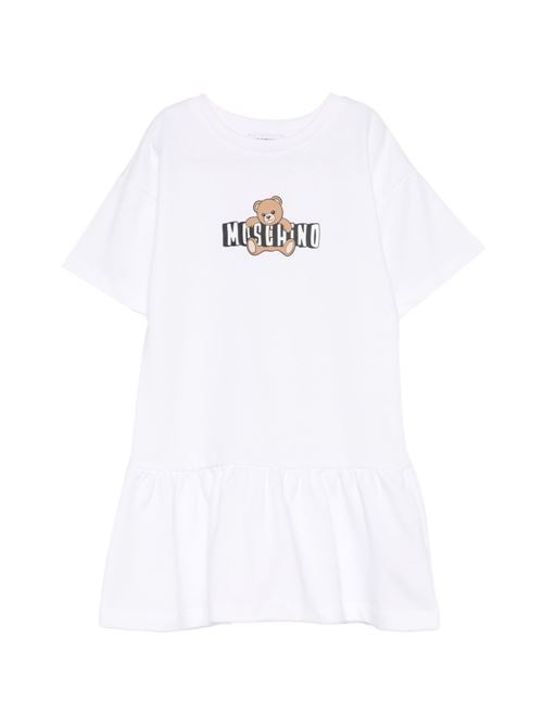 Abito bambina Moschino bianco con logo Teddy Bear MOSCHINO KID-TEEN | HDV0HLLCA1910101